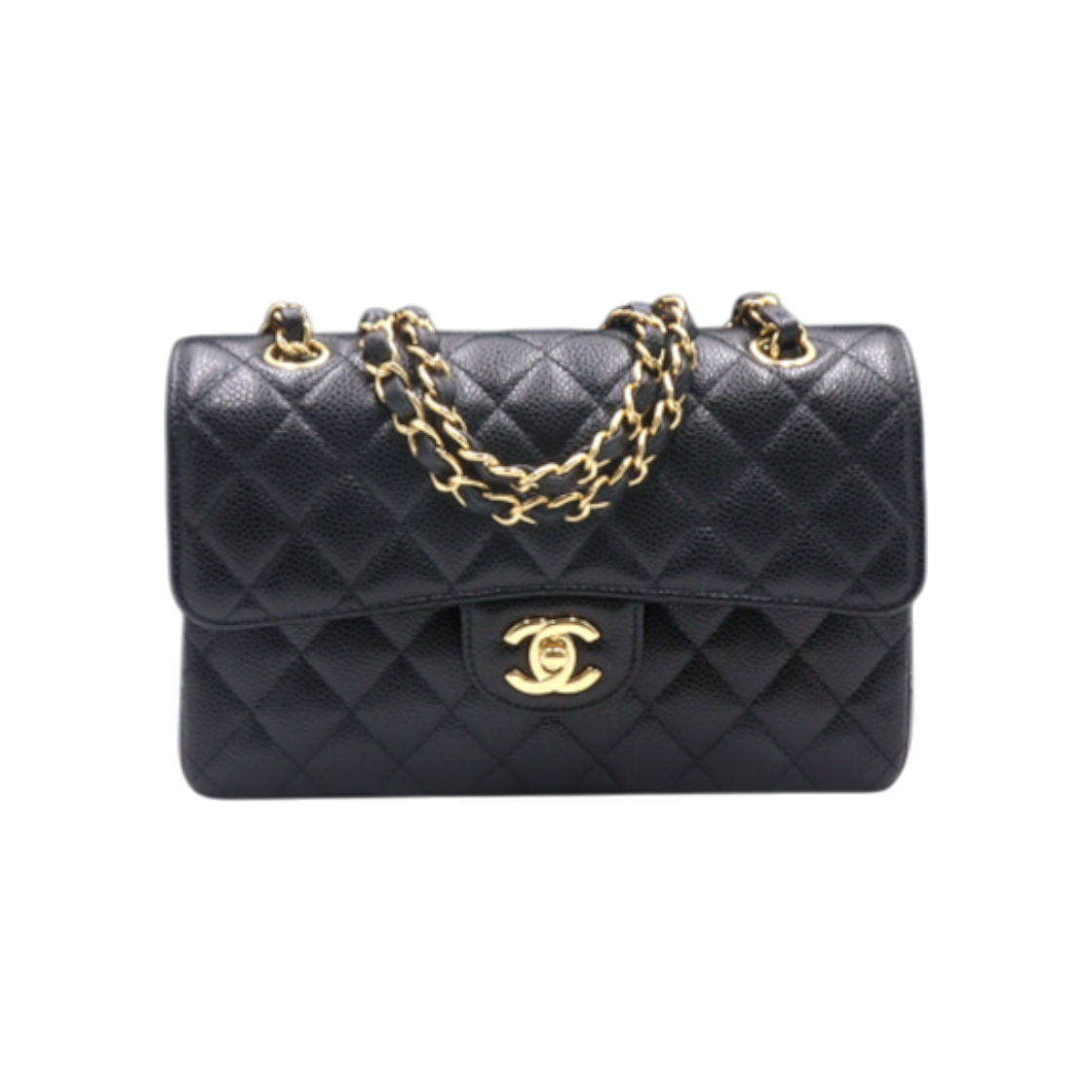 ITANA88PAJGR Chanel Classic Caviar Small Flap CC Gold Chain Shoulder Bag