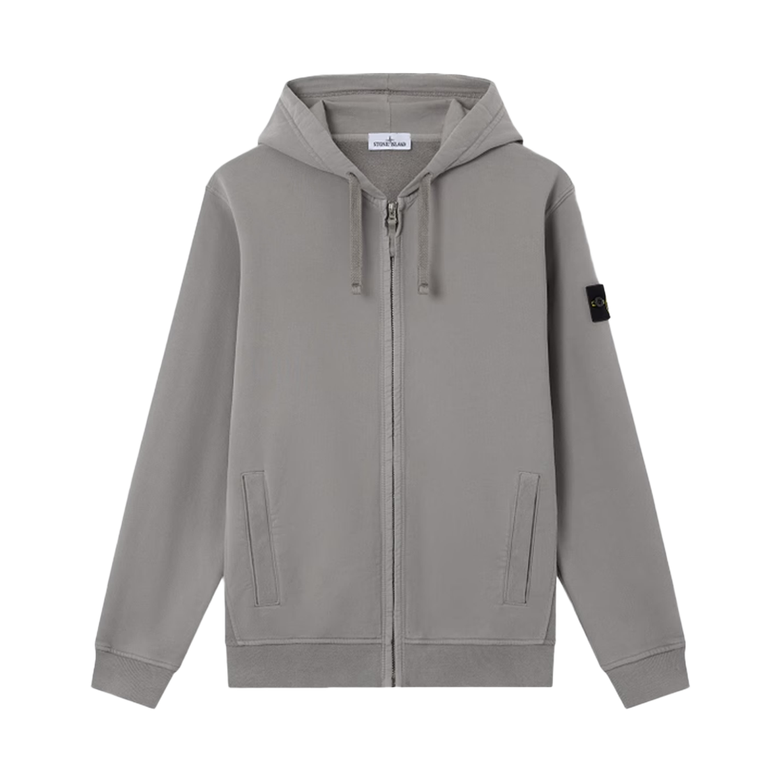 L2S156100067 S0A20 V0060 [25% 쿠폰] Stone Island 6100067 Brushed Organic Cotton Fleece Regular-Fit Zip-Up Hooded Sweatshirt with Ribbed Inserts Grey - 26FW