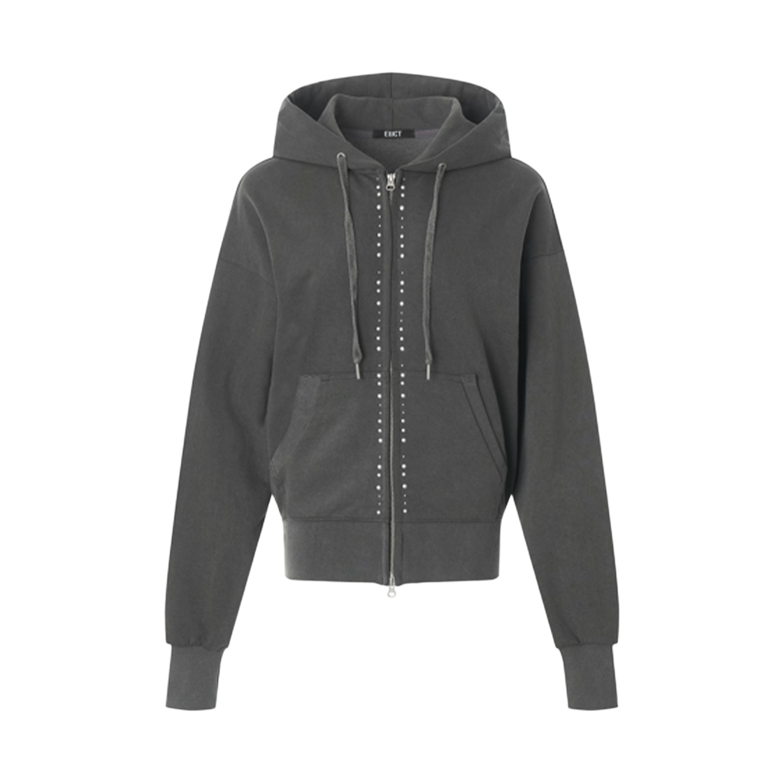 EU26SSOT01-CH EUCT Hotfix Rhinestone Hood Zip Up - CHACOAL