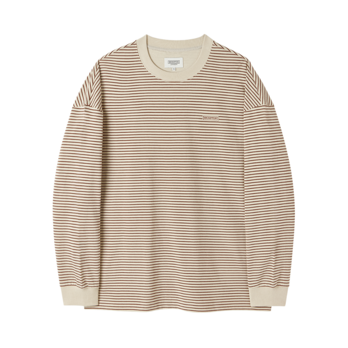 P253UTS402012 BROMPTON LONDON Stripe Long Sleeve T-Shirt Ivory