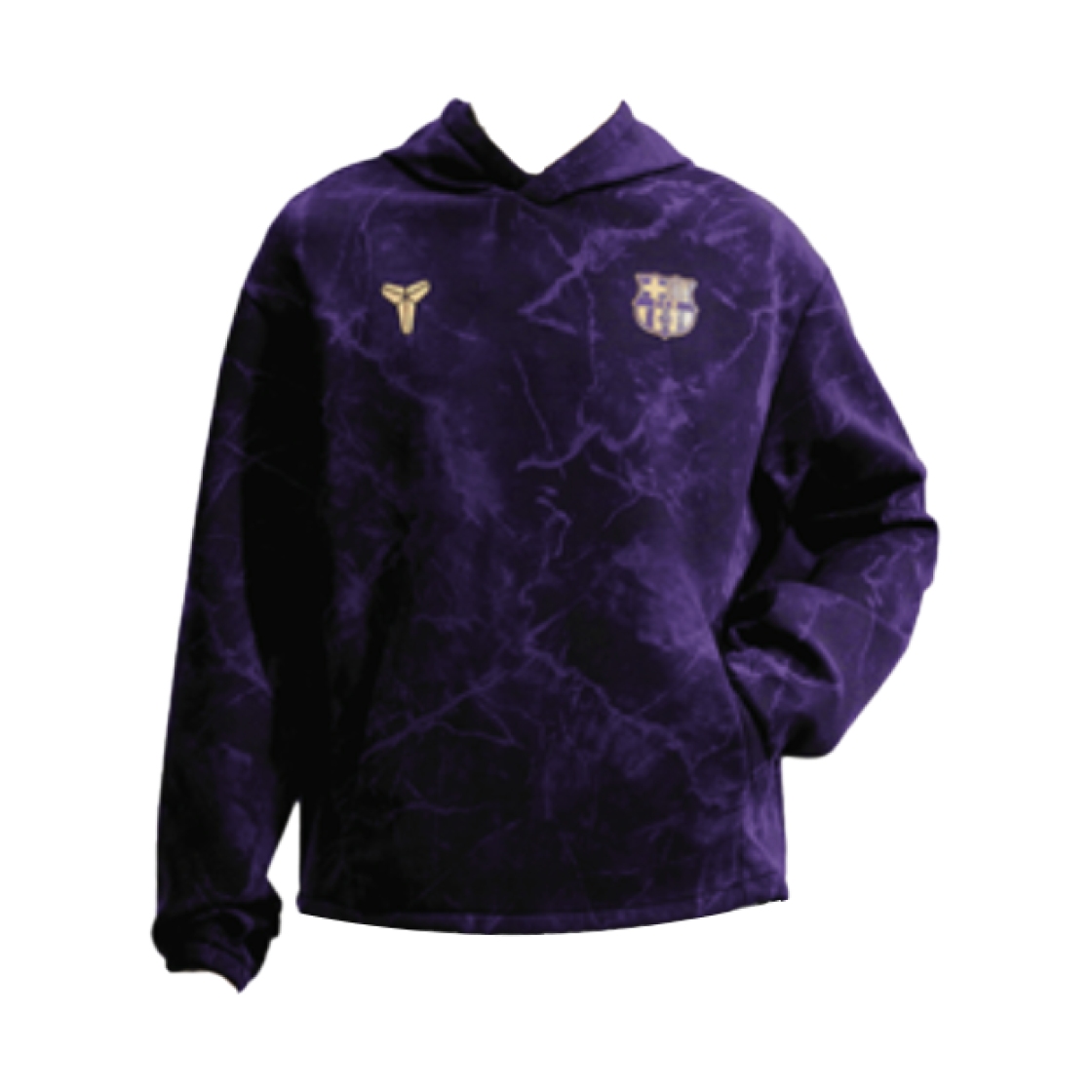 IO3427-010 Nike FC Barcelona Kobe Away Pullover Hoodie Black Metallic Gold (IO3427-010) (Non Marking Ver.)