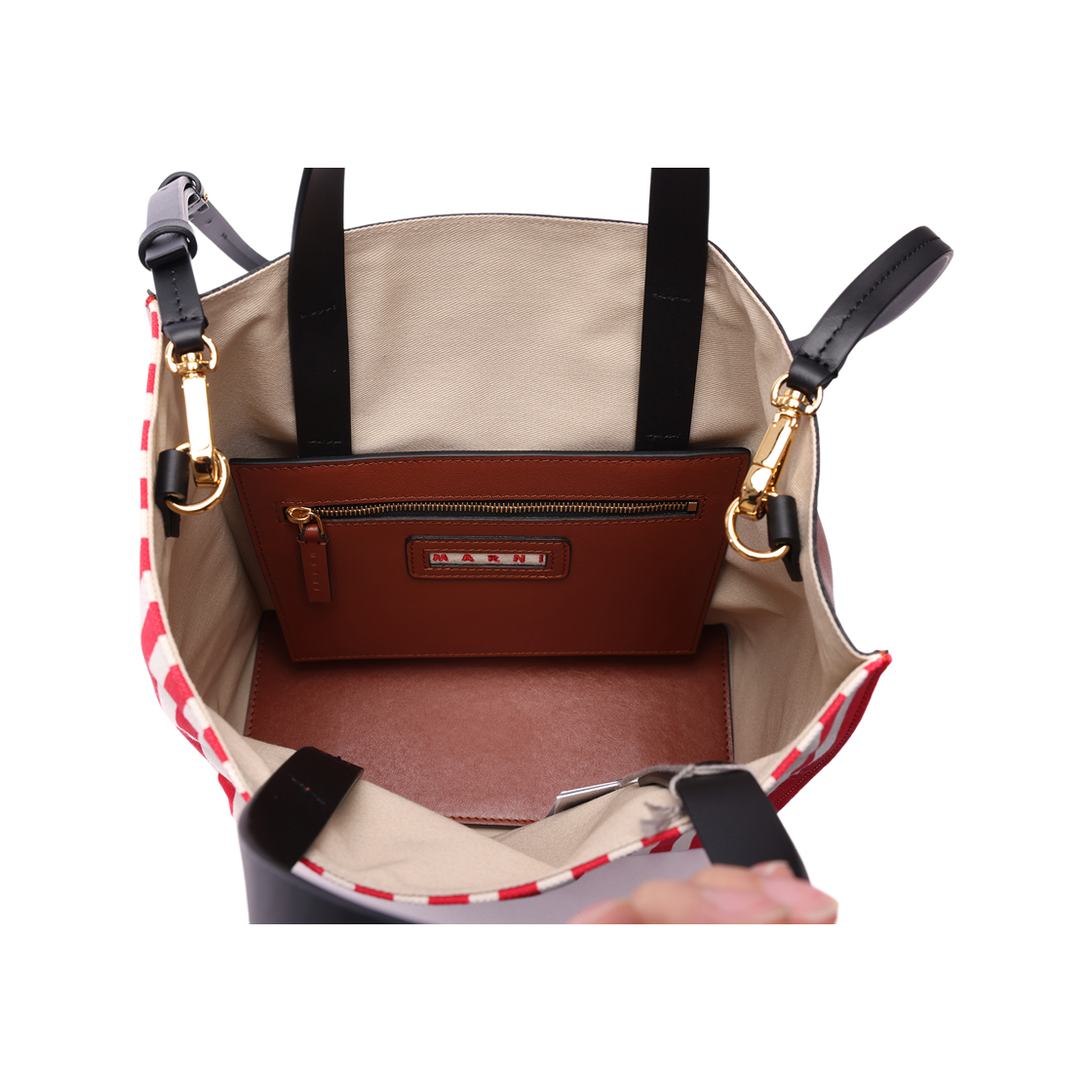 [25% 쿠폰] 마르니 뮤제오 스트라이프 토트백 레드([25% 쿠폰] Marni Museo Stripe Tote Bag Red) - 6
