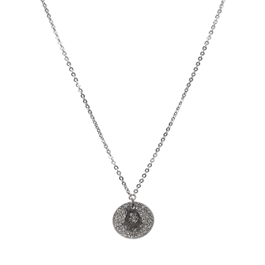 ITVNC55298WR Dior Cubic Round Oblique Silver Necklace A-B63748