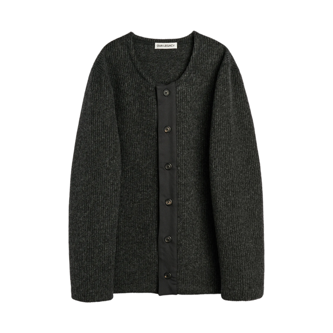M4266HF Our Legacy Liner Cardigan Frosted Charcoal Press Wool