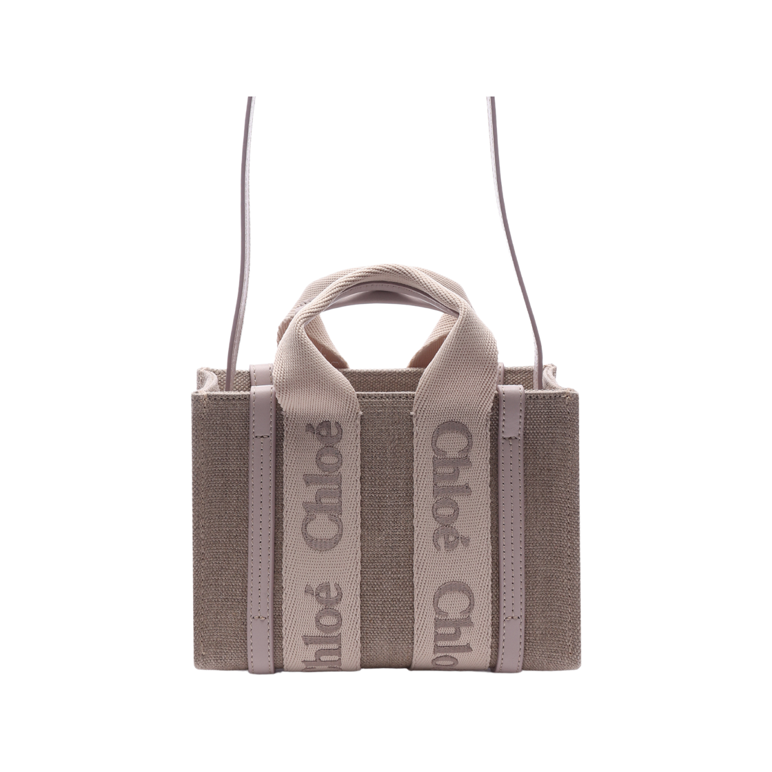 CHC24UP237L17 084 24F [25% 쿠폰] Chloe Linen Leather Woody Mini Tote Bag Wild Grey