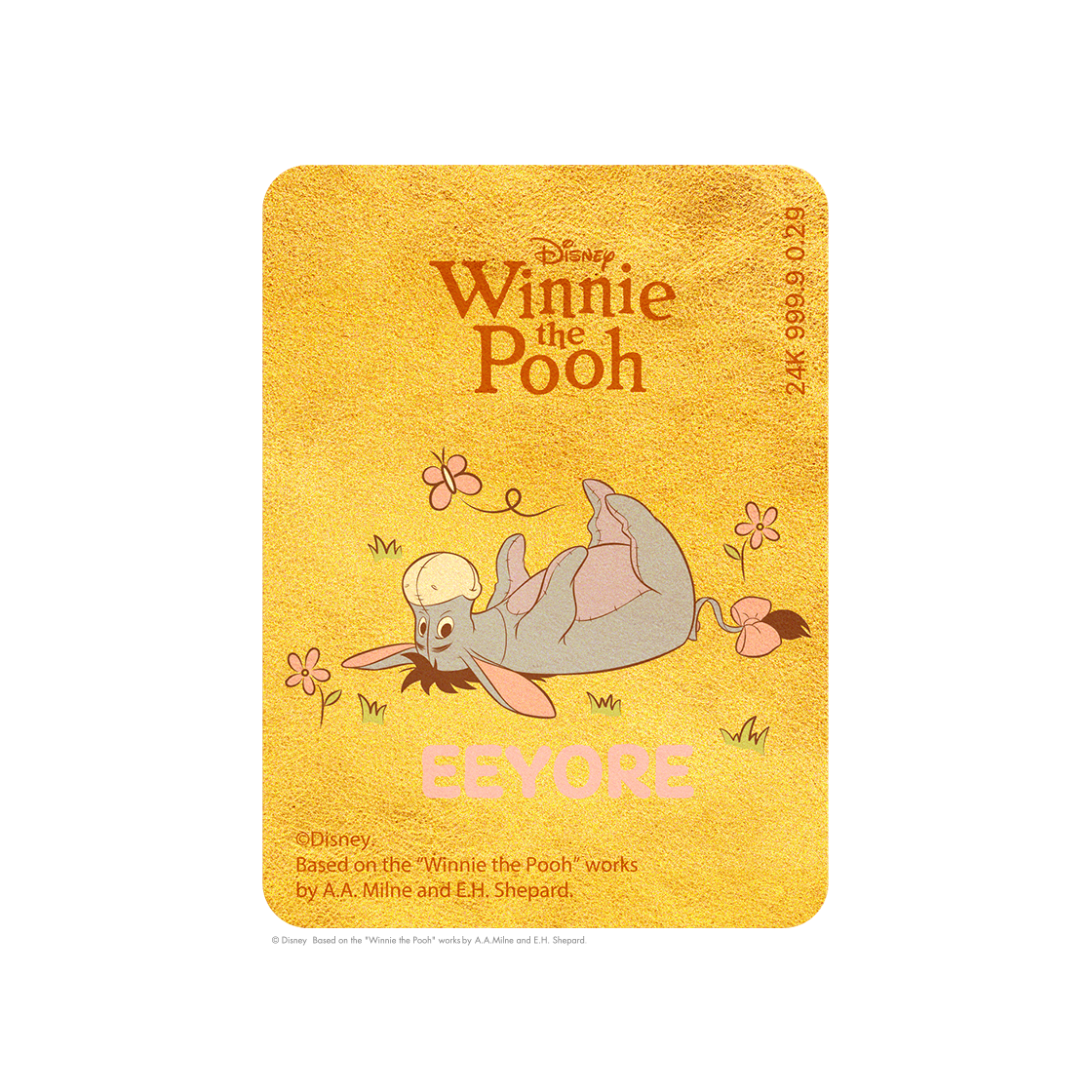 [디즈니] 곰돌이 푸 캐릭터 순금 카드 0.2g - 이요르([Disney] Winnie the Pooh Character Gold Card 0.2g - Eeyore)