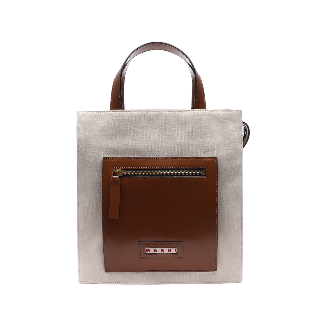 SHMP0068Q0_P2994_Z3O83_ [25% 쿠폰] Marni Cotton Leather Tote Bag Brown Natural