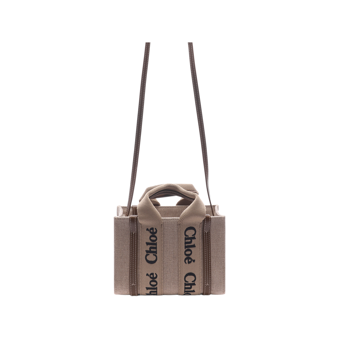 [25% 쿠폰] 끌로에 린넨 우디 미니 토트백 브론즈 브라운([25% 쿠폰] Chloe Linen Woody Mini Tote Bag Bronze Brown) - 4