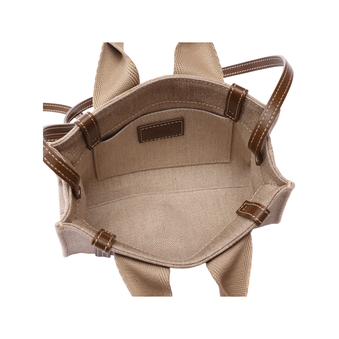 [25% 쿠폰] 끌로에 린넨 우디 미니 토트백 브론즈 브라운([25% 쿠폰] Chloe Linen Woody Mini Tote Bag Bronze Brown) - 6