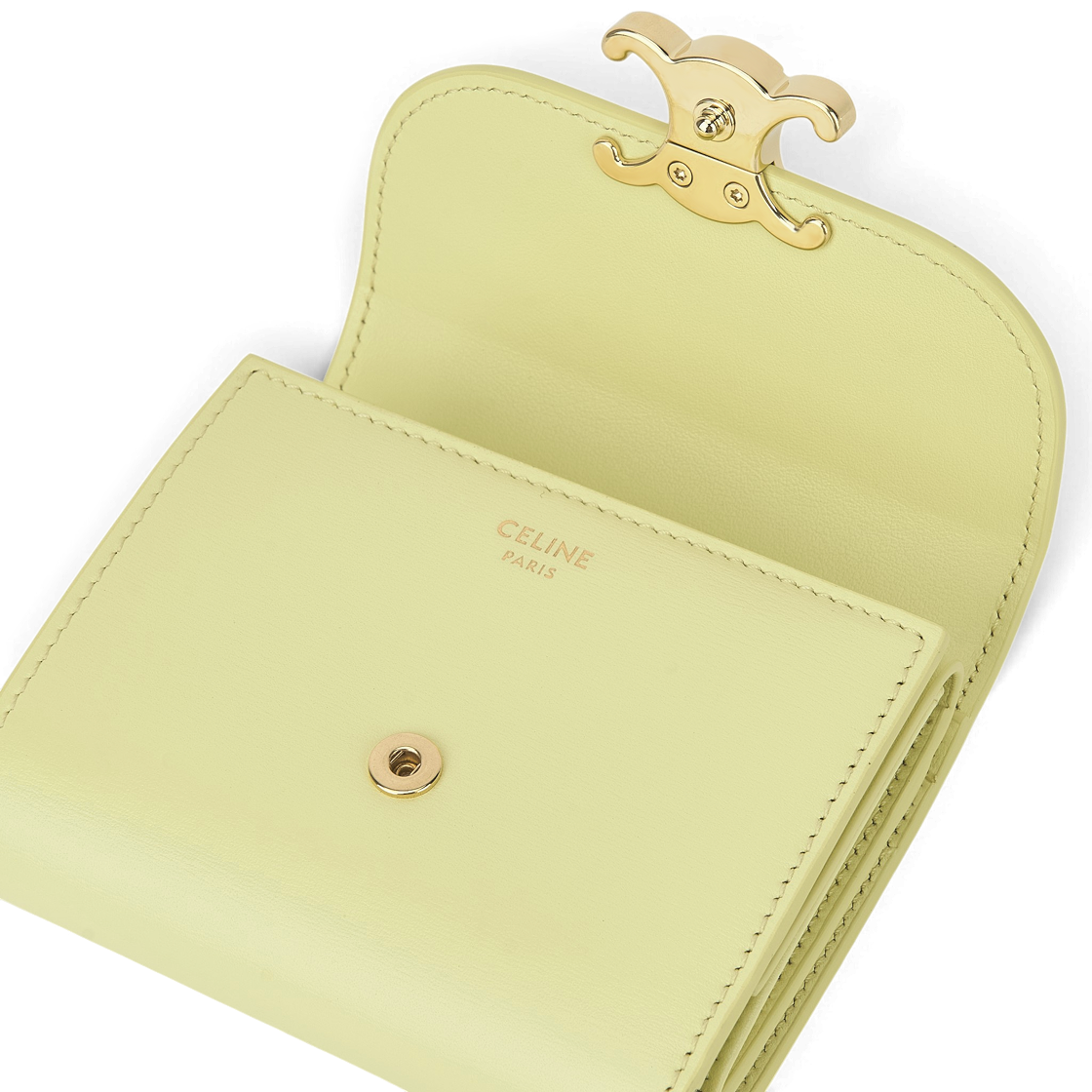 셀린느 스몰 플랩 월렛 트리옹프 샤이니 카프스킨 시트러스(Celine Small Flap Wallet Triomphe In Shiny Calfskin Citrus) - 4