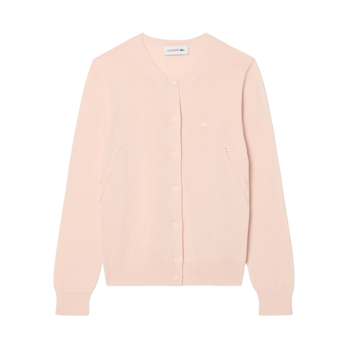 AF5023-56N-N6I (W) Lacoste Light Cotton Crewneck Cardigan Light Pink