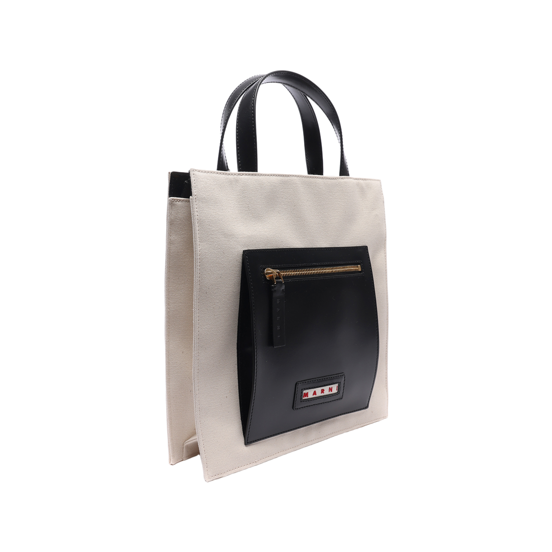 [25% 쿠폰] 마르니 코튼 레더 토트백 블랙 내츄럴([25% 쿠폰] Marni Cotton Leather Tote Bag Black Natural) - 3