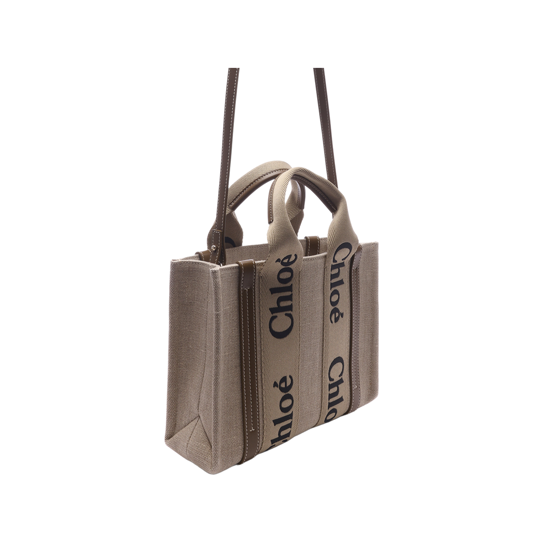 [15% 쿠폰] 끌로에 린넨 스몰 우디 토트백 브론즈 브라운([15% 쿠폰] Chloe Small Woody Tote Bag in Linen Bronze Brown) - 3