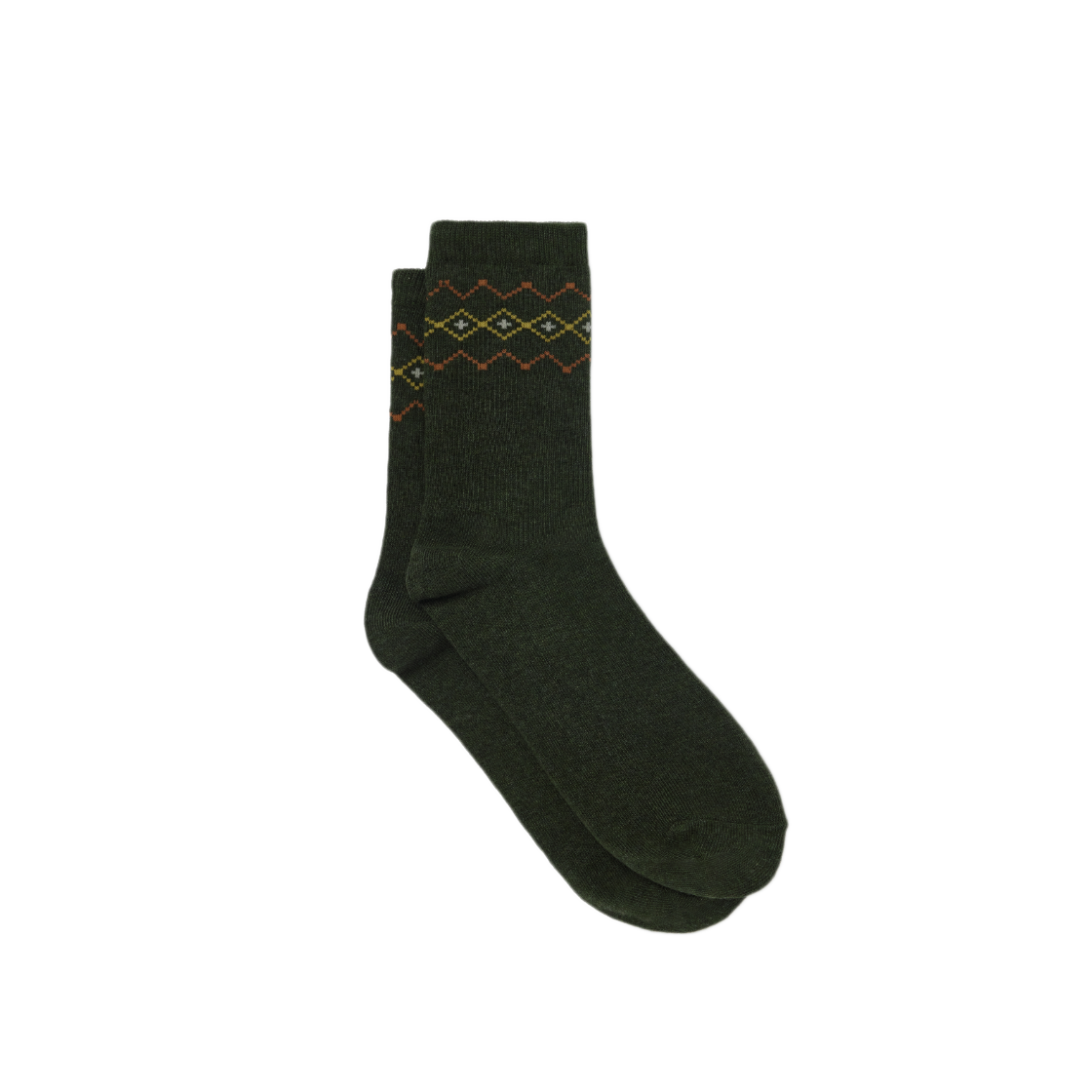 브롬톤 런던 자카드 포인트 삭스 카키(BROMPTON LONDON Jacquard Point Socks Khaki) - 2
