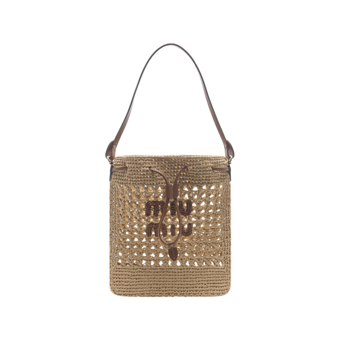 5ND016 2DO1 F0A5T 25F [25% 쿠폰] Miu Miu Woven Fabric Mini Bag Beige Cognac