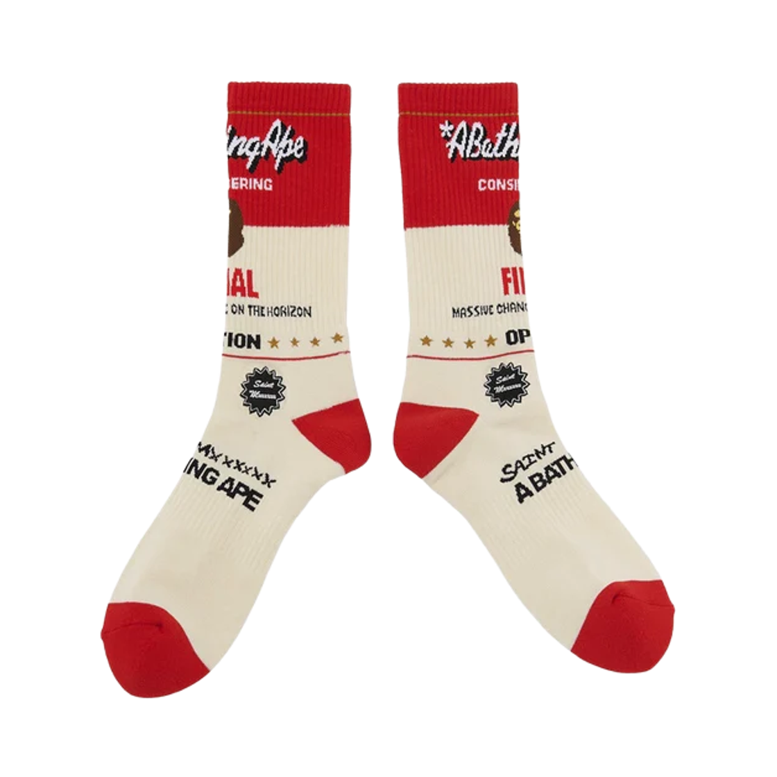 - Saint Mxxxxxx x BAPE Socks Final Ecru Red - 26AW