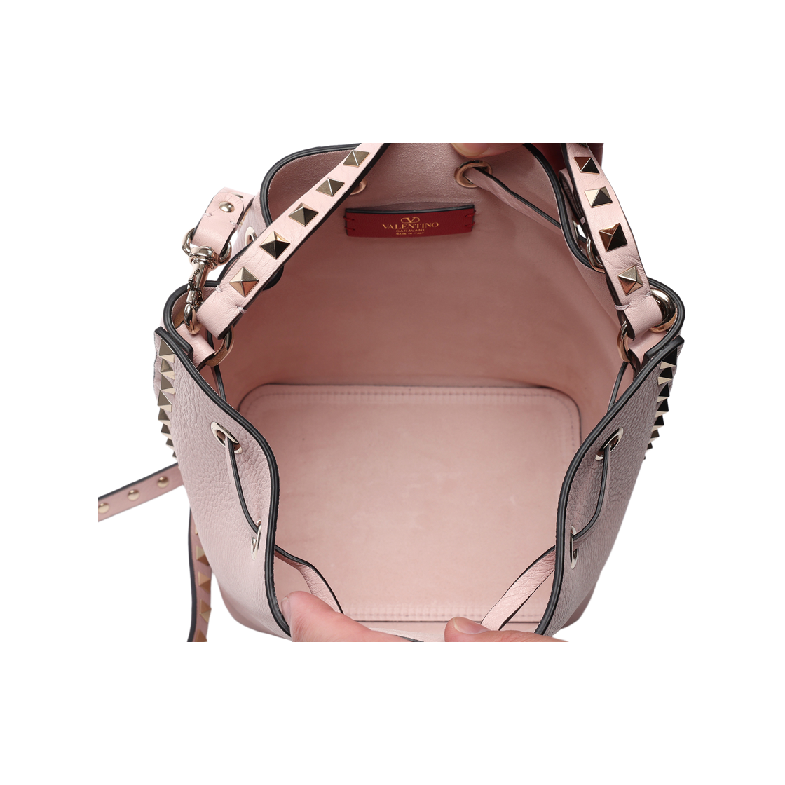 [25% 쿠폰] 발렌티노 락스터드 그레이니 카프스킨 버킷백 로즈 쿼츠([25% 쿠폰] Valentino Rockstud Grainy Calfskin Bucket Bag Rose Quartz) - 6