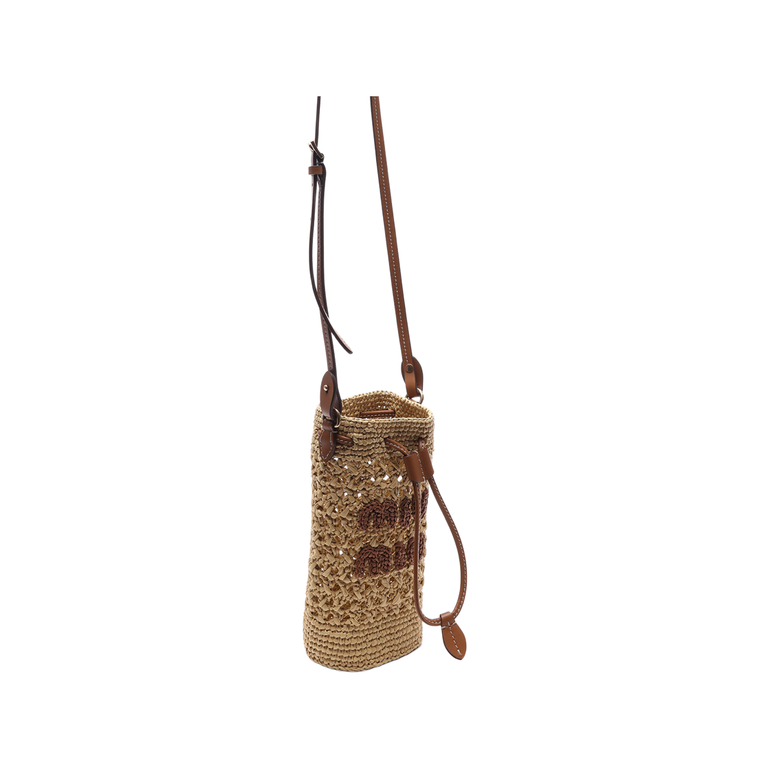 [25% 쿠폰] 미우 미우 라피아 미니 버킷백 베이지 꼬냑([25% 쿠폰] Miu Miu Raffia Mini Bucket Bag Beige Cognac) - 3