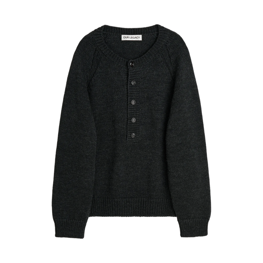 M4263SC Our Legacy Shore Henley Charcoal Dry Merino Wool