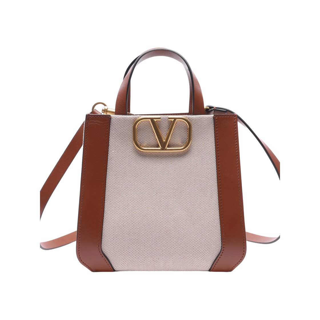 2W2B0L73 YJH V8S 23S [25% 쿠폰] Valentino Vlogo Signature Canvas Small Handbag Beige Saddle Brown