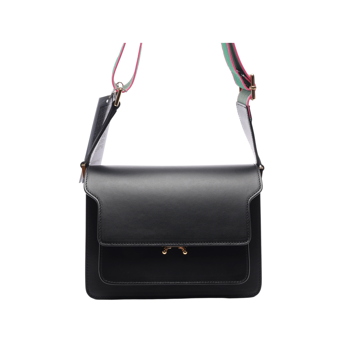 SBMPN09T06_LV589_Z516N_ [25% 쿠폰] Marni Calfskin Medium Trunk Bag with Jacquard Logo Strap Black
