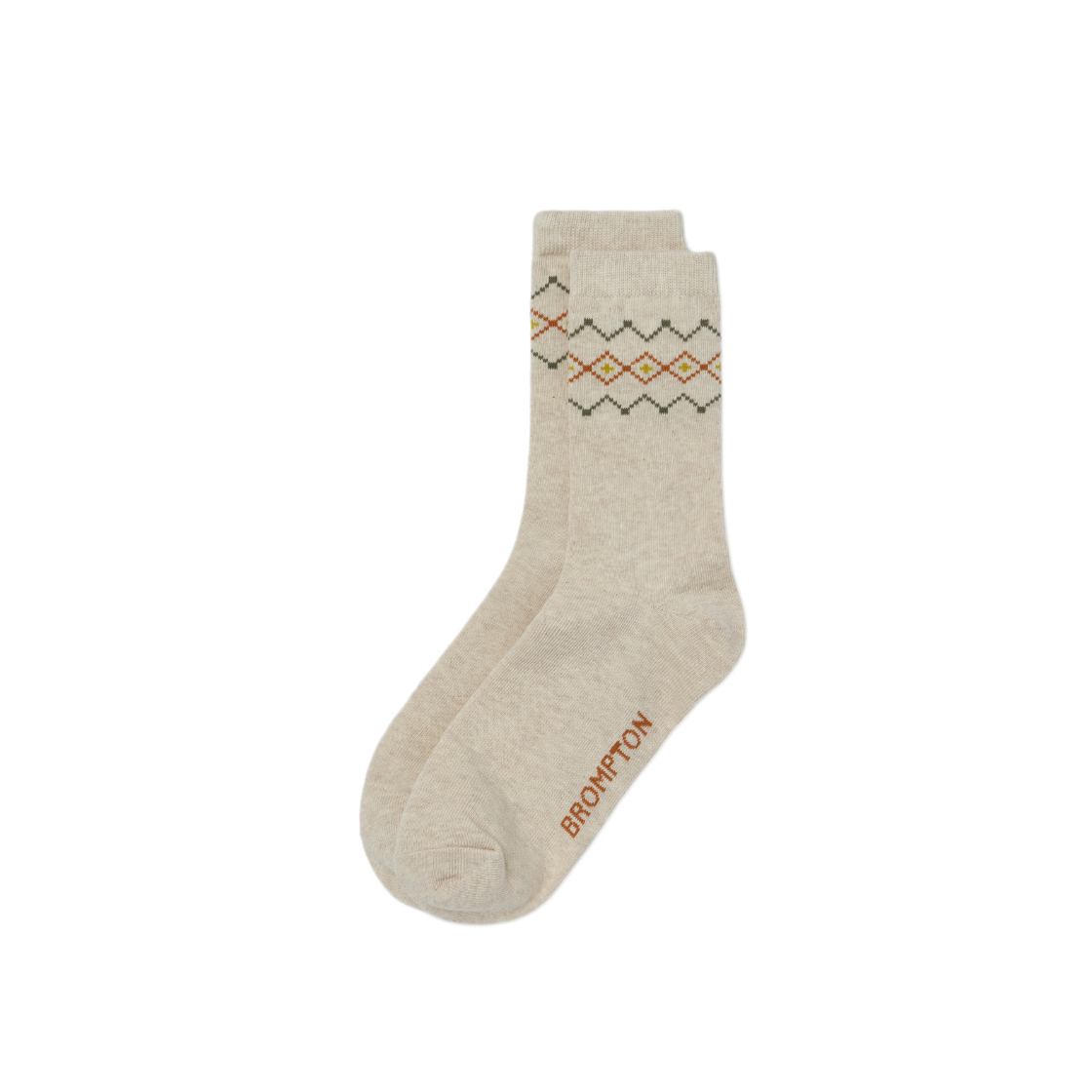 P255ASO411035 BROMPTON LONDON Jacquard Point Socks Oatmeal