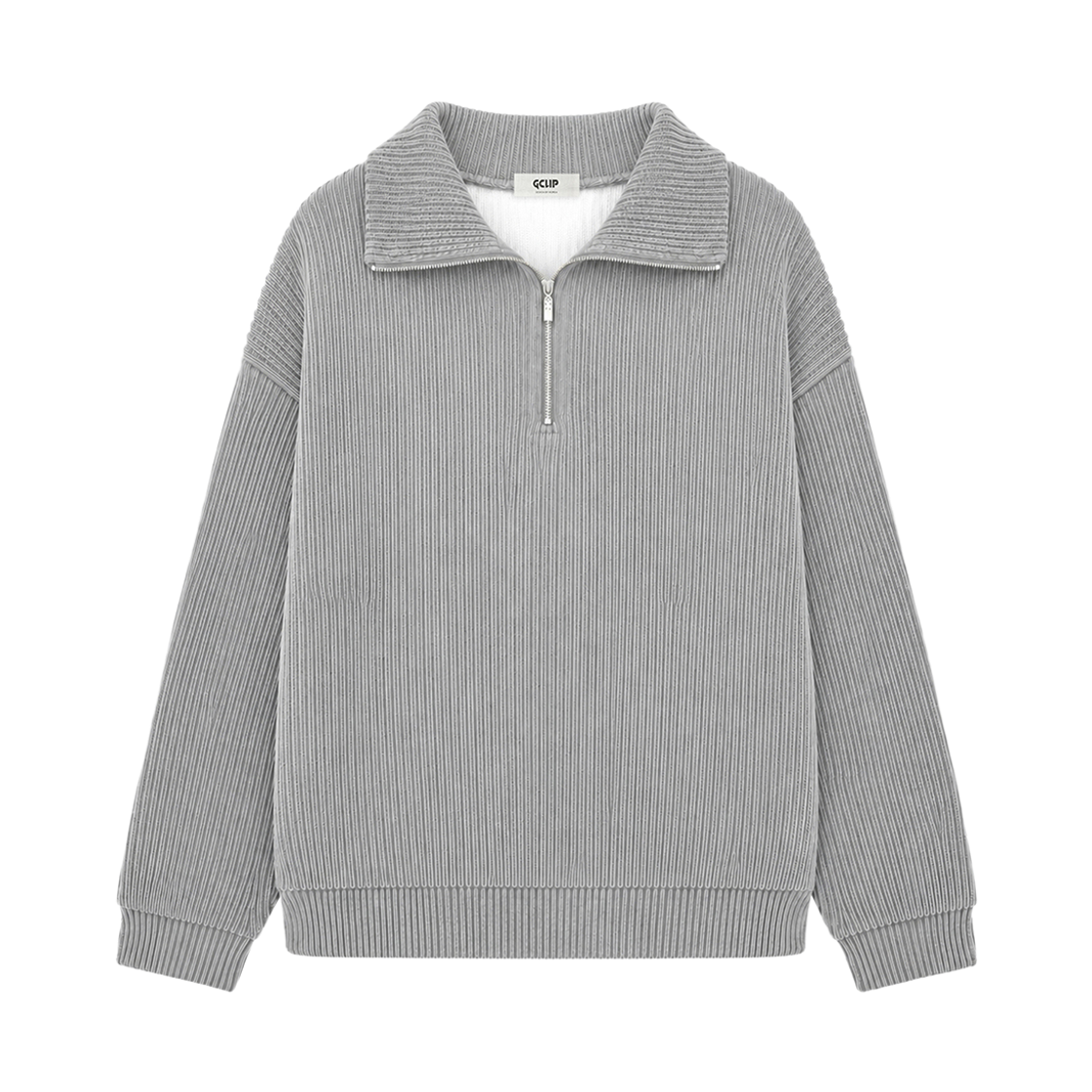 GC골지반집업맨투맨-그레이 GCLIP Regular Fit Half-Zip Collared Sweatshirt Gray