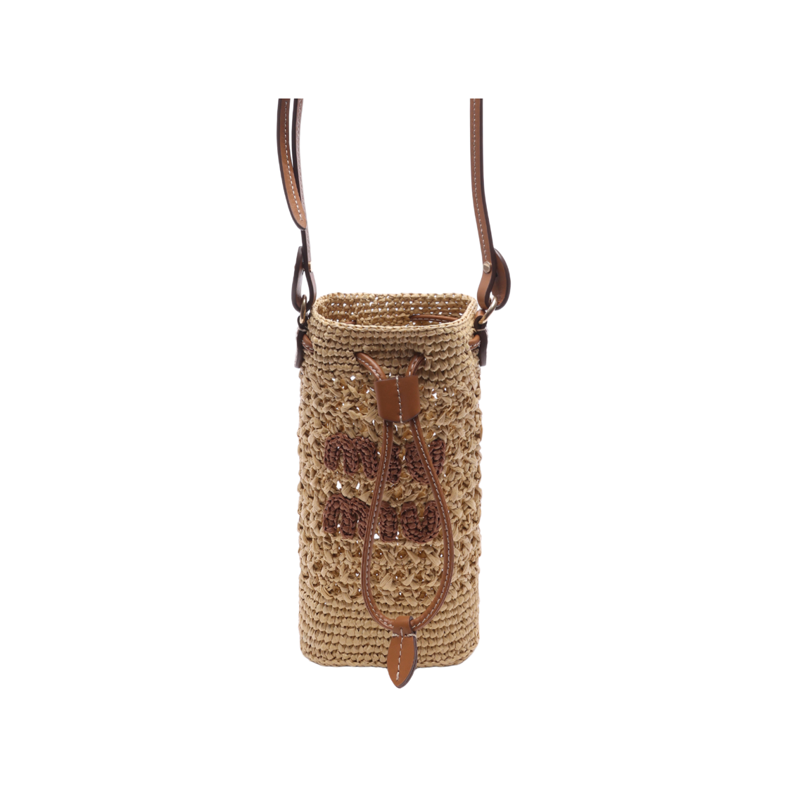 [25% 쿠폰] 미우 미우 라피아 미니 버킷백 베이지 꼬냑([25% 쿠폰] Miu Miu Raffia Mini Bucket Bag Beige Cognac) - 2