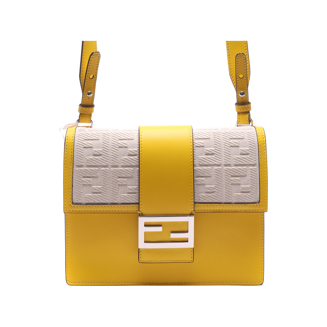 7VA524_A9P6_F1GMB_22S [25% 쿠폰] Fendi Leather Flat Baguette Bag Yellow