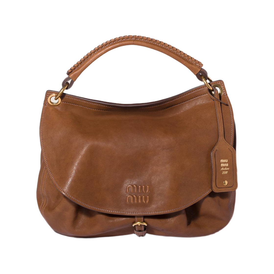 5BC219-2BBL-F0316 Miu Miu Rendez-Vous Leather Bag Oak