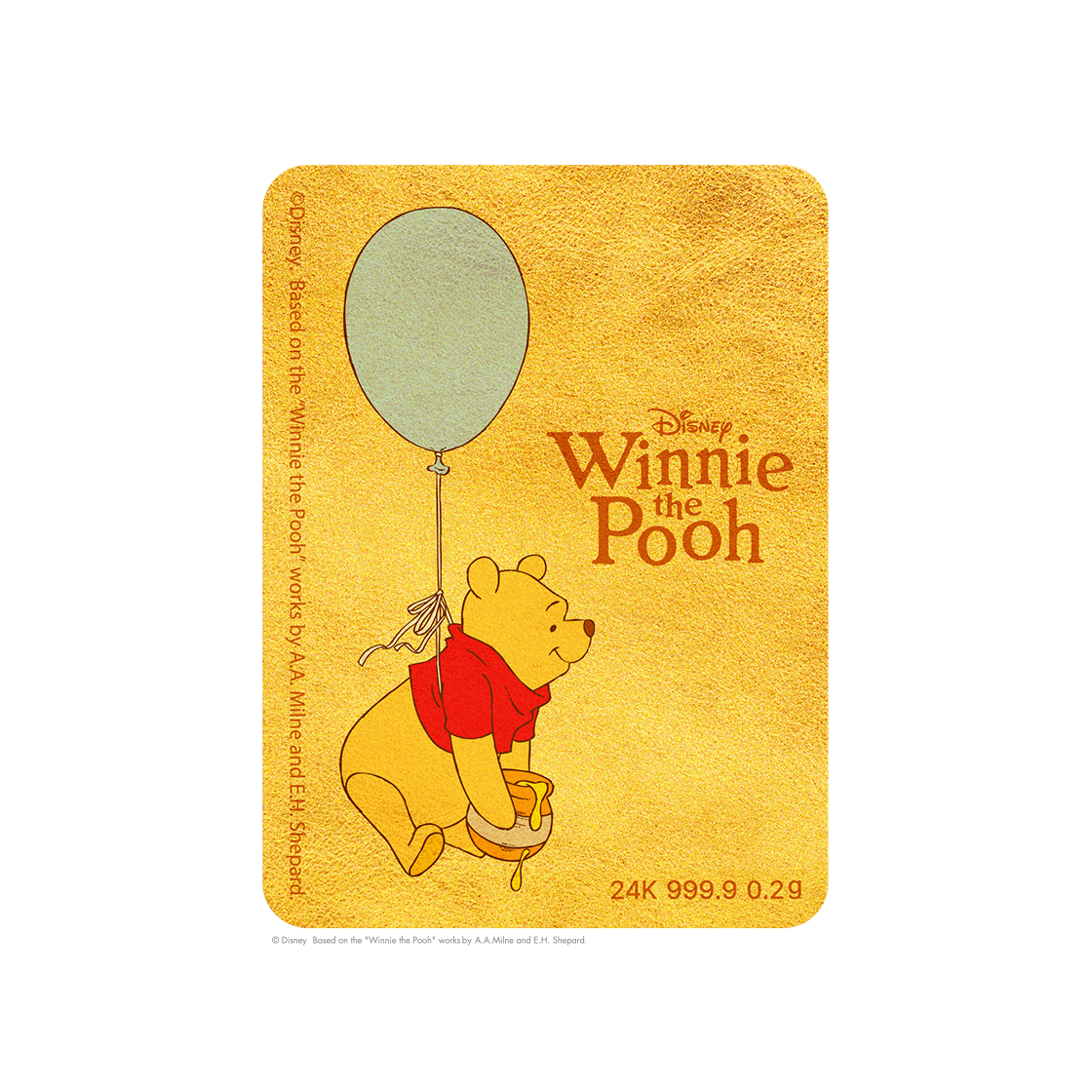 [디즈니] 곰돌이 푸 캐릭터 순금 카드 0.2g - 푸 풍선([Disney] Winnie the Pooh Character Gold Card 0.2g - Pooh Balloon)
