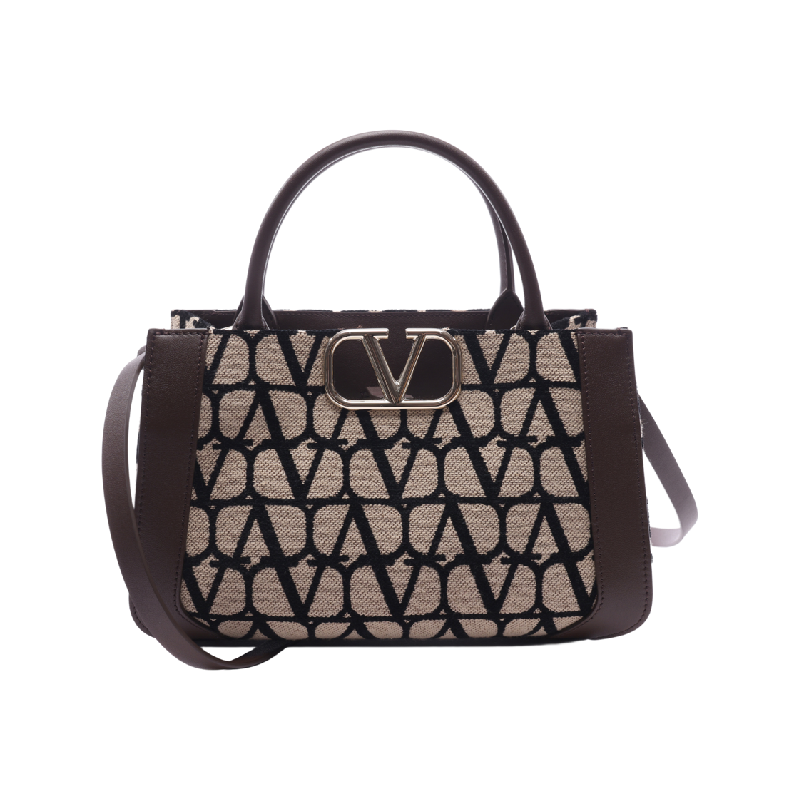 5W2B0M55 WMC 6ZN 24F [25% 쿠폰] Valentino Small Vlogo Signature Toile Iconographe Handbag Beige Black