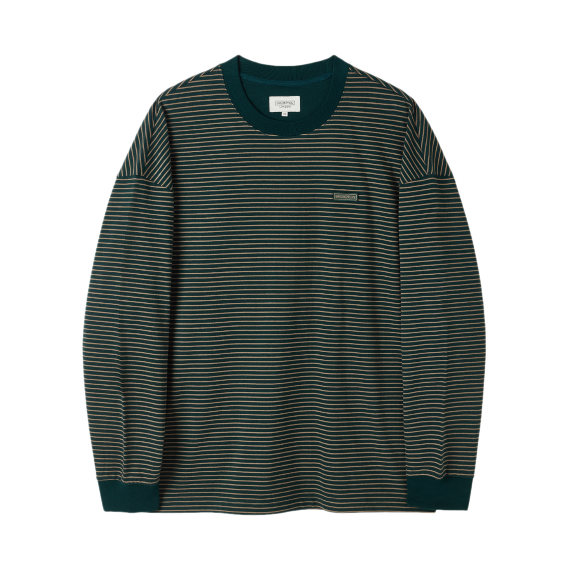 P253UTS402052 BROMPTON LONDON Stripe Long Sleeve T-Shirt D Green