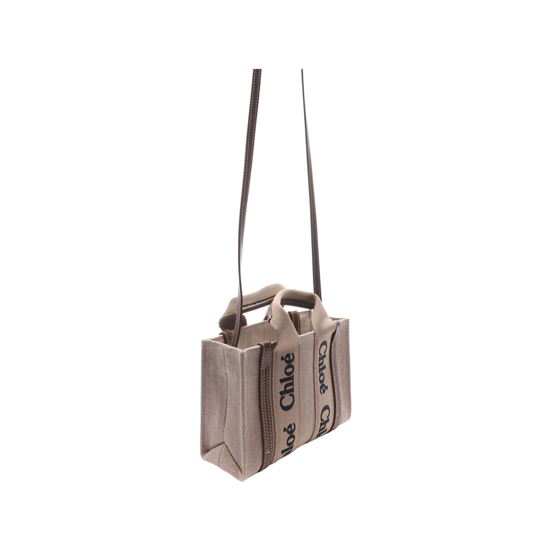 [25% 쿠폰] 끌로에 린넨 우디 미니 토트백 브론즈 브라운([25% 쿠폰] Chloe Linen Woody Mini Tote Bag Bronze Brown) - 3