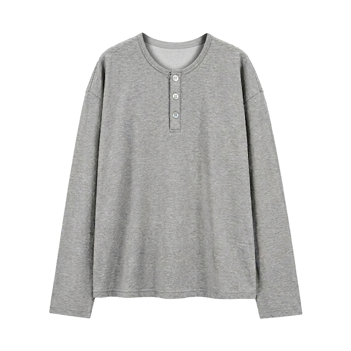 GC세미크롭헨리넥롱슬리브-메란지 GCLIP Henley Neck Semi-Crop Daily Long Sleeve T-Shirt Melange