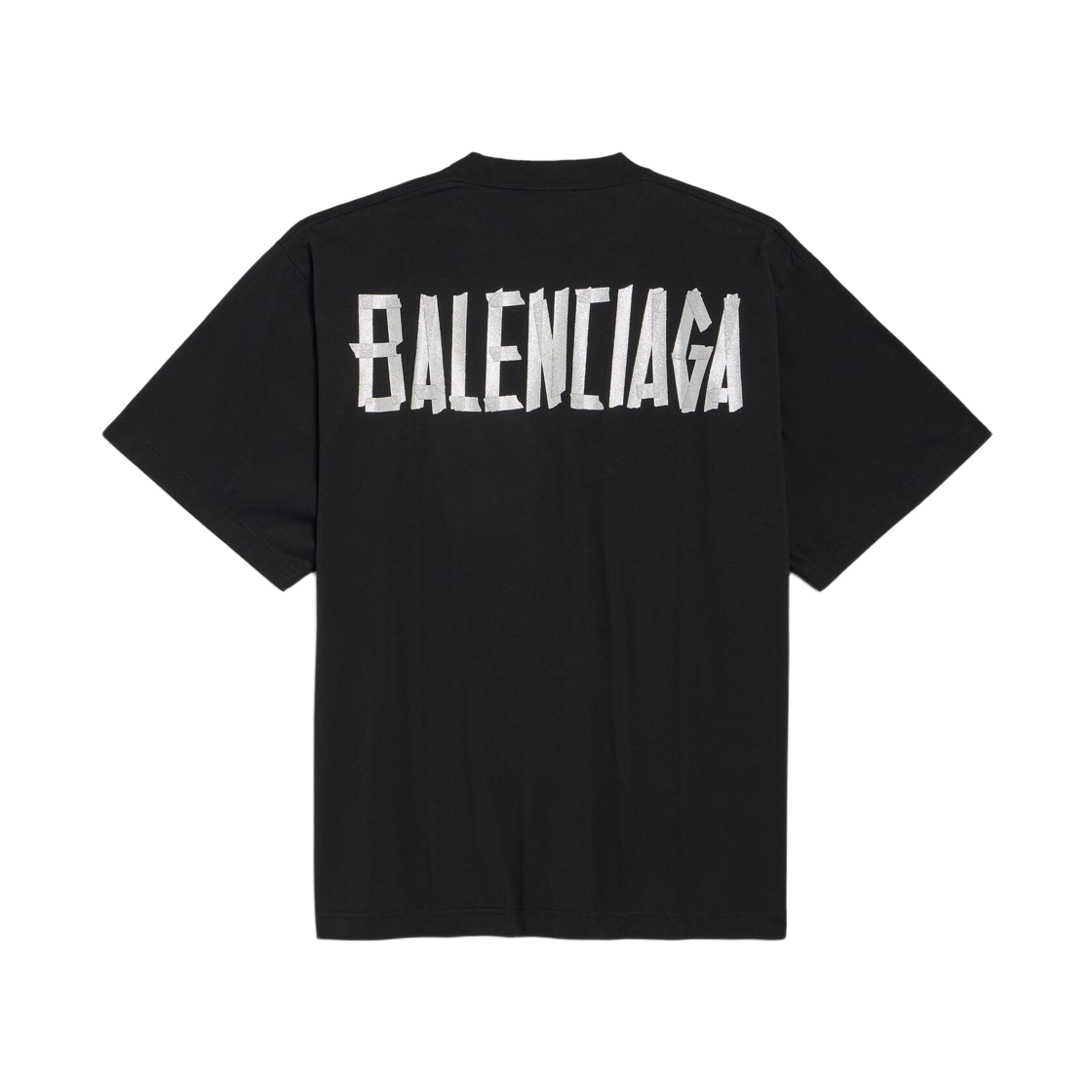 (W) 발렌시아가 글리터 테이프 타입 라지 핏 티셔츠 블랙((W) Balenciaga Glitter Tape Type Large Fit T-Shirt in Black) - 2