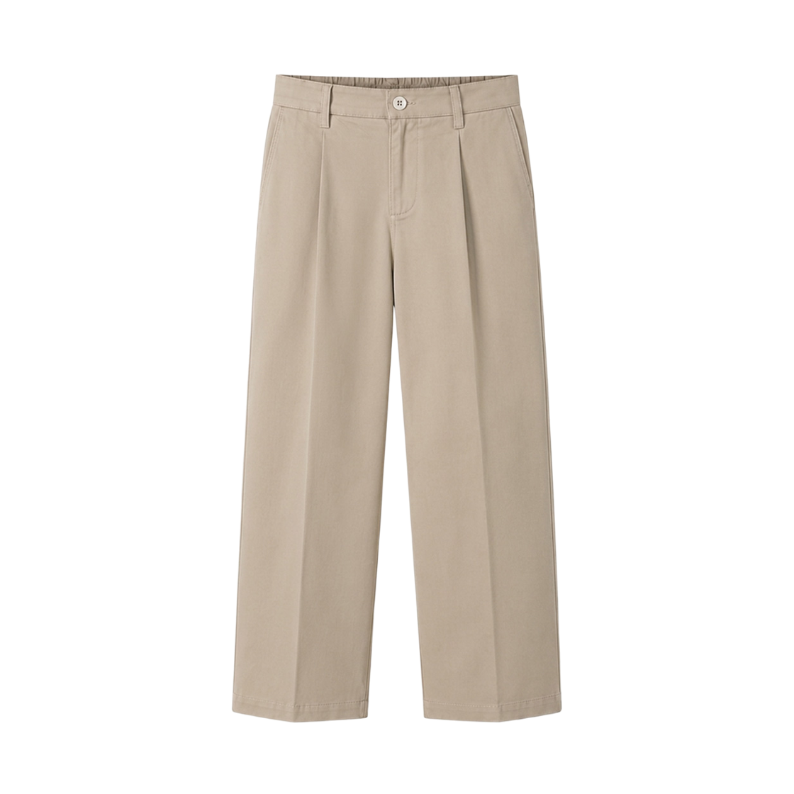 GCJM505-연베이지 GCLIP Relaxed Half-Banding Pintuck Semi-Wide Slacks Light Beige