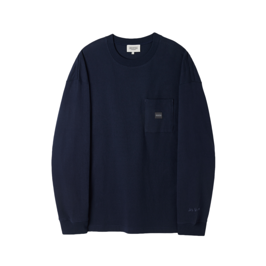 P253UTS411065 BROMPTON LONDON Basic Solid Long Sleeve T-Shirt Navy