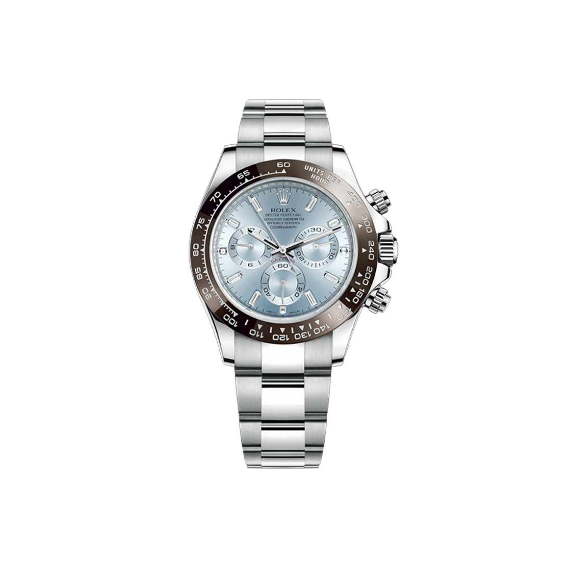 ITPK54VHDDFS Rolex Daytona Ice Blue Baguette Diamond Oyster No. 8458
