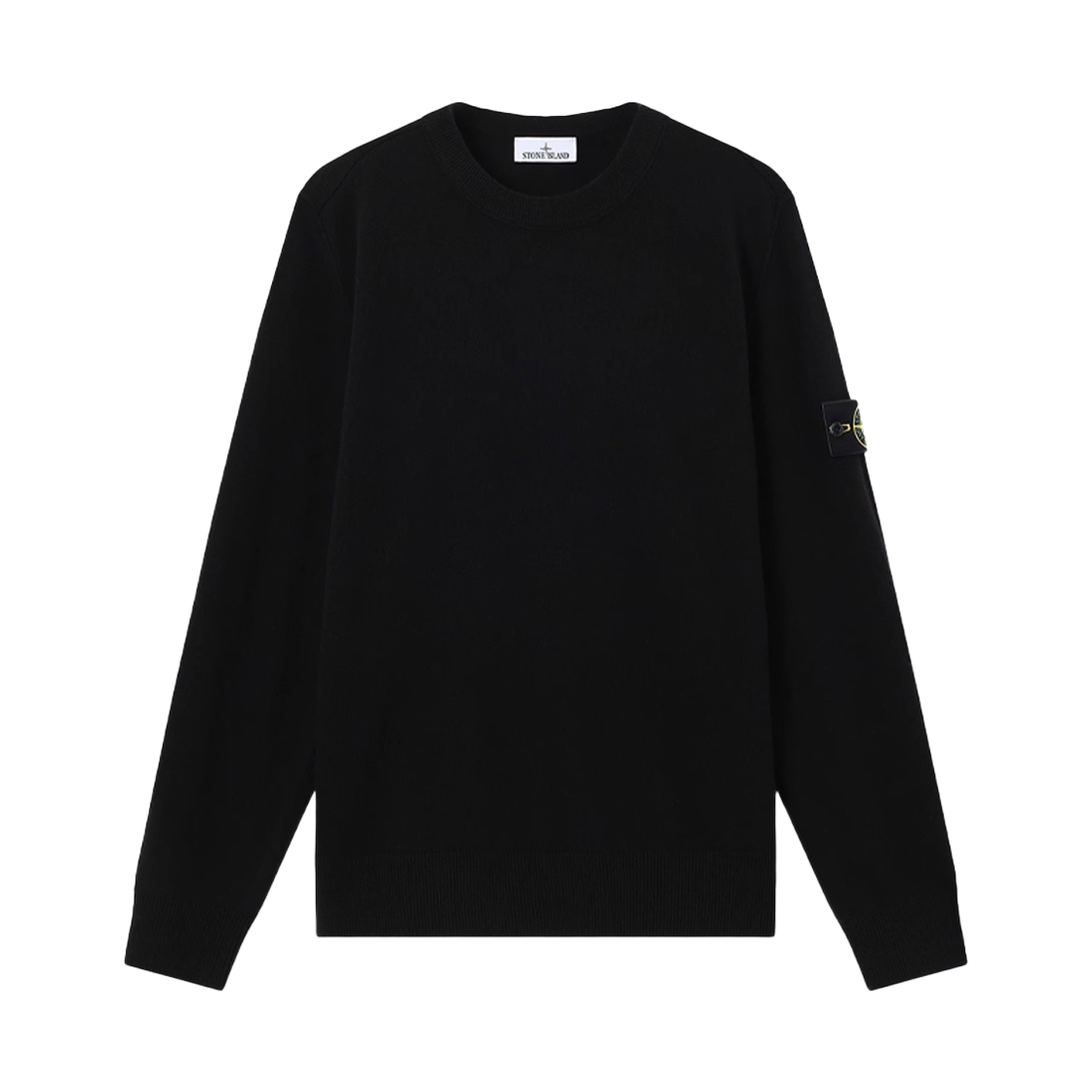 L2S155100011 S01C4 V0029 [25% 쿠폰] Stone Island 5100011 Pure RWS Wool Loose Fit Crewneck Sweater with Ribbed Trims Black - 26FW