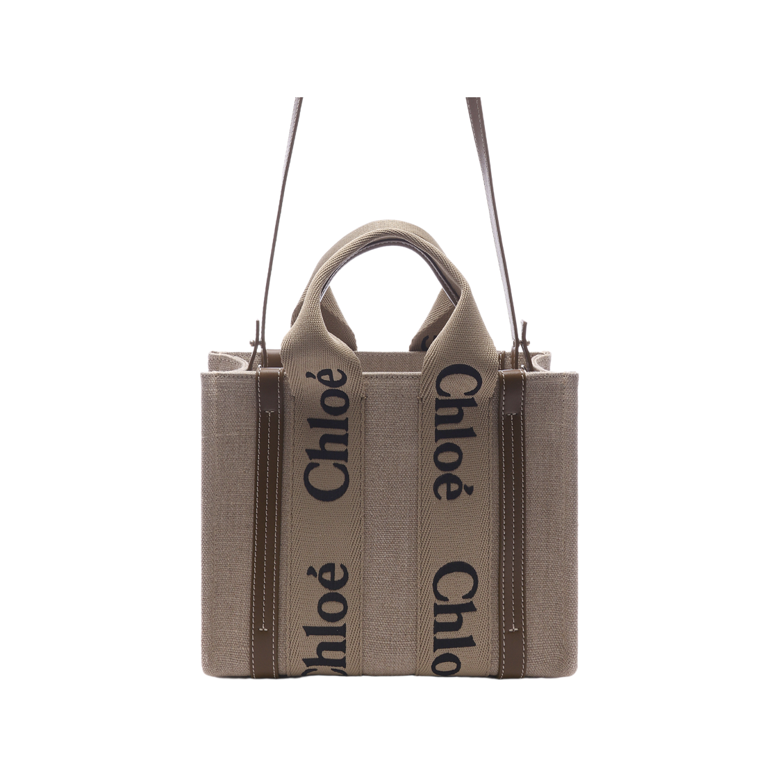 [15% 쿠폰] 끌로에 린넨 스몰 우디 토트백 브론즈 브라운([15% 쿠폰] Chloe Small Woody Tote Bag in Linen Bronze Brown) - 2