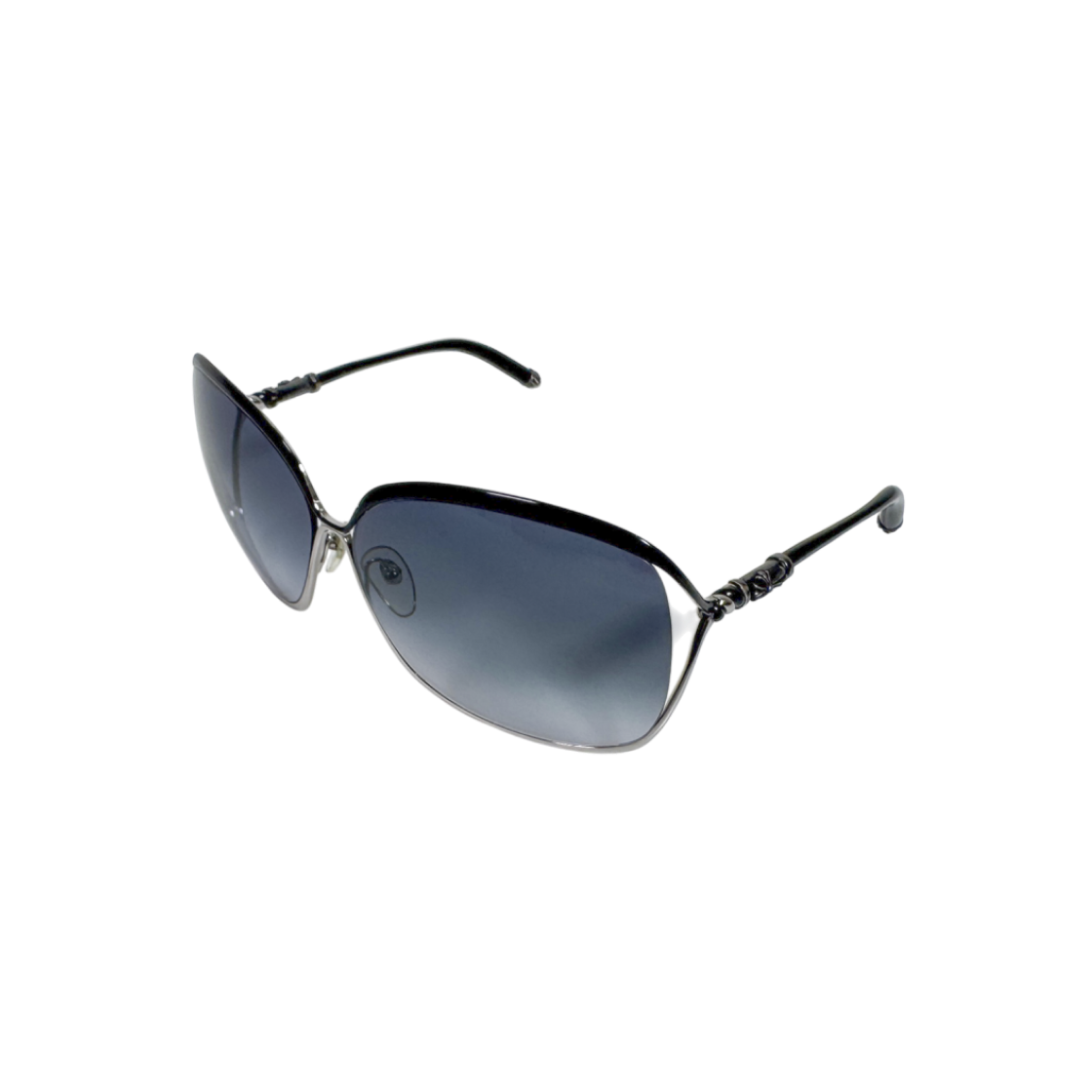 IT6DQC5KMK5H Chrome Hearts Fish Eye Floral Oversized Sunglasses Black/Silver
