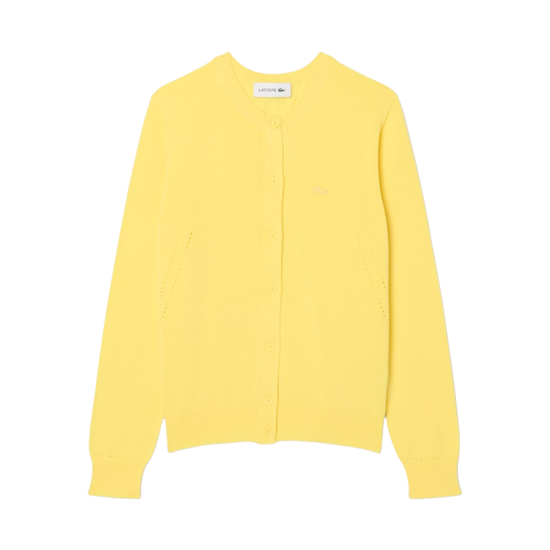AF5023-56G-107 (W) Lacoste Light Cotton Crewneck Cardigan Yellow