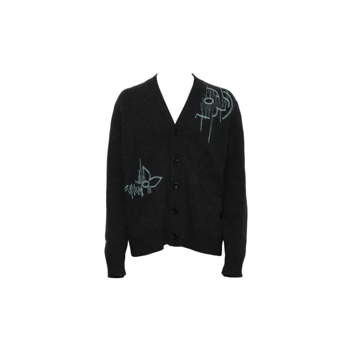 ITLRQ2DAI8QG Louis Vuitton Charcoal LV Frequency Men Cardigan 1AAT4W