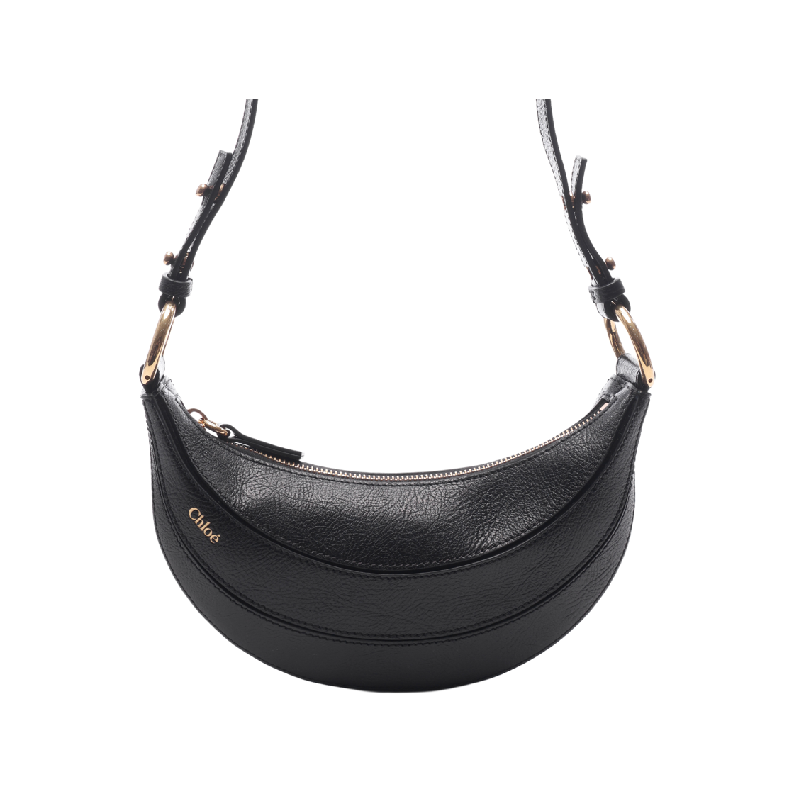 CHC24WP431N72 001 24F [25% 쿠폰] Chloe Banana in Grained Leather Crossbody Bag Black