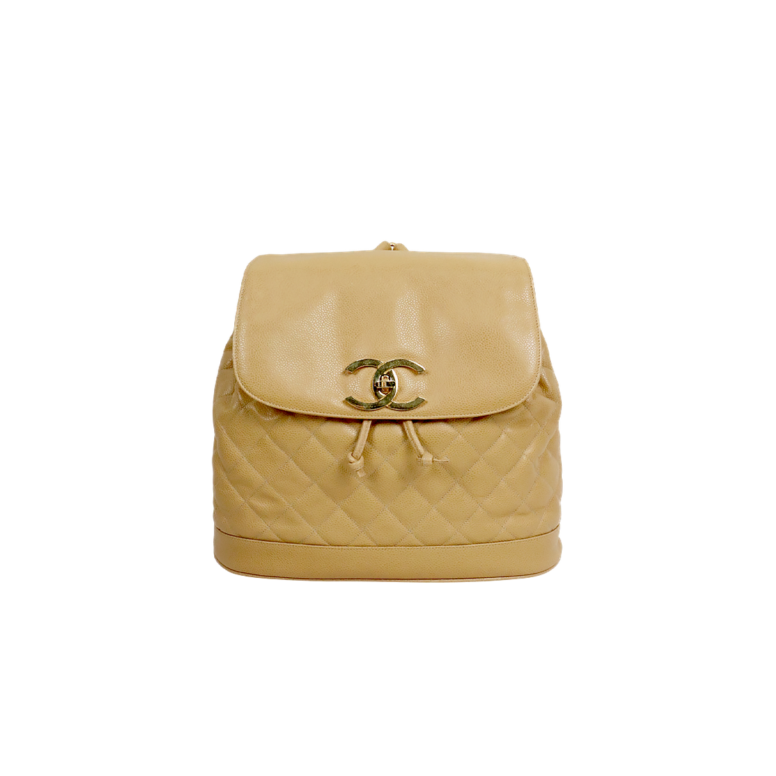 IT93IEV3ATBR Chanel Beige Caviar Quilted CC Flap Backpack A-A63777