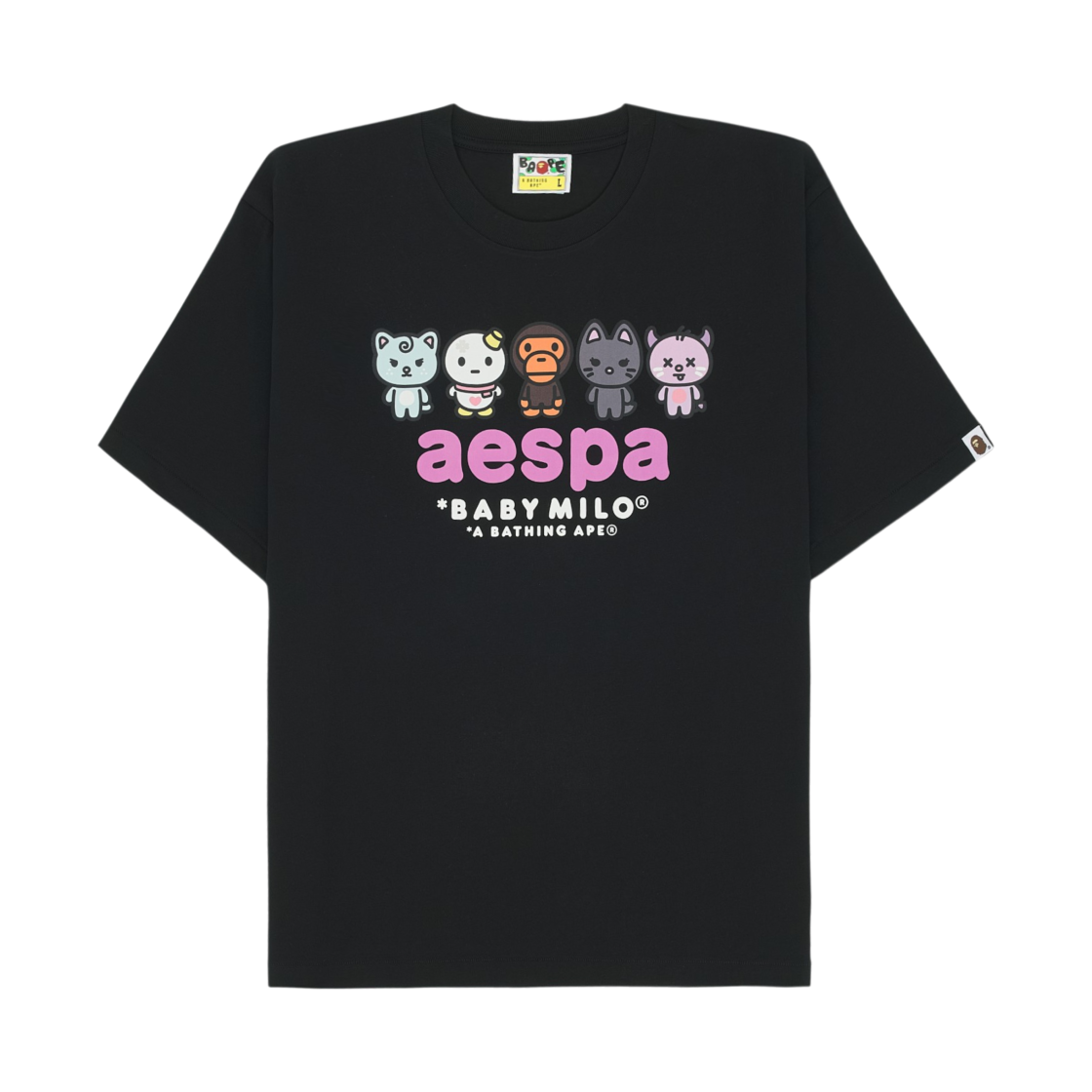 - BAPE x Aespa Baby Milo Relaxed Fit T-Shirt Black