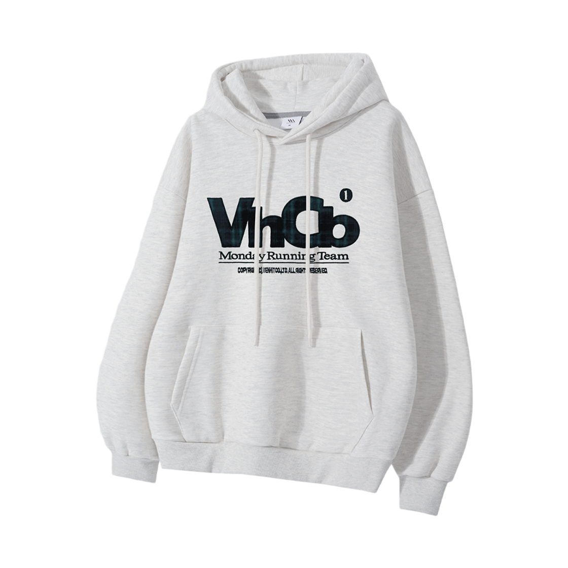 101143-0009 venhit MRT check applique hoodie white melange