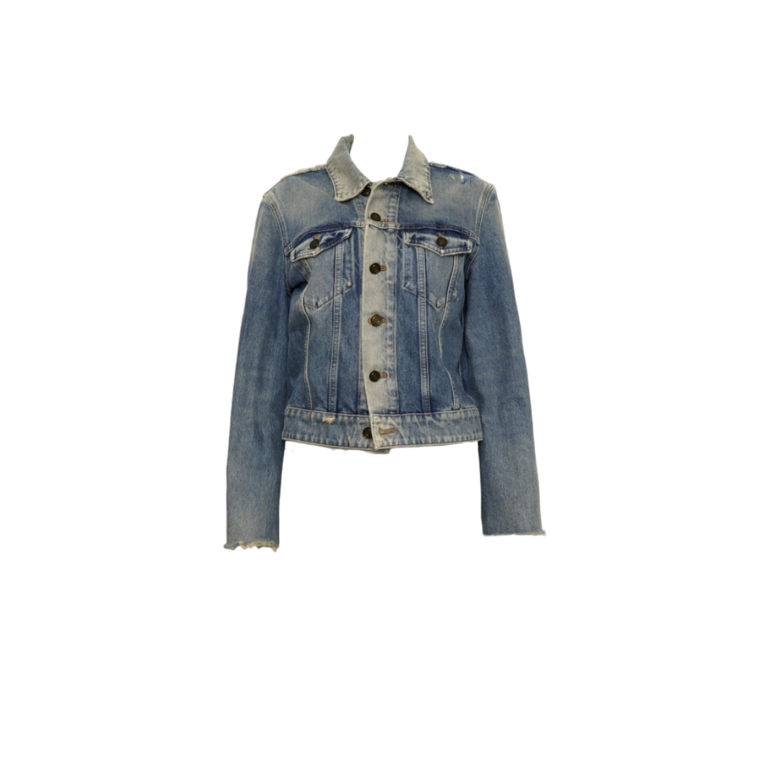 ITQOMR9M578V Saint Laurent Cut Out Denim Women Short Jacket