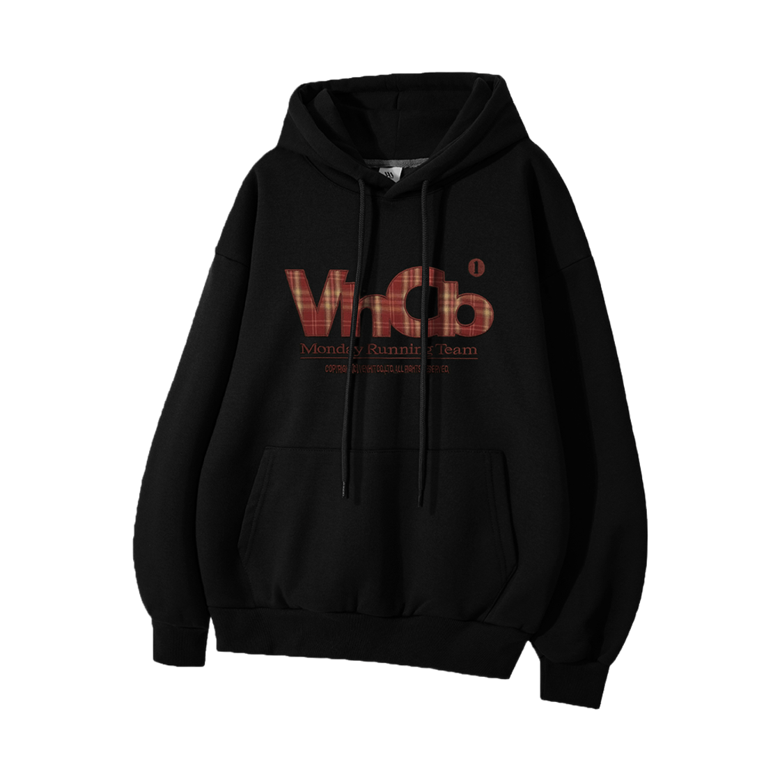 101143-0001 venhit MRT check applique hoodie black